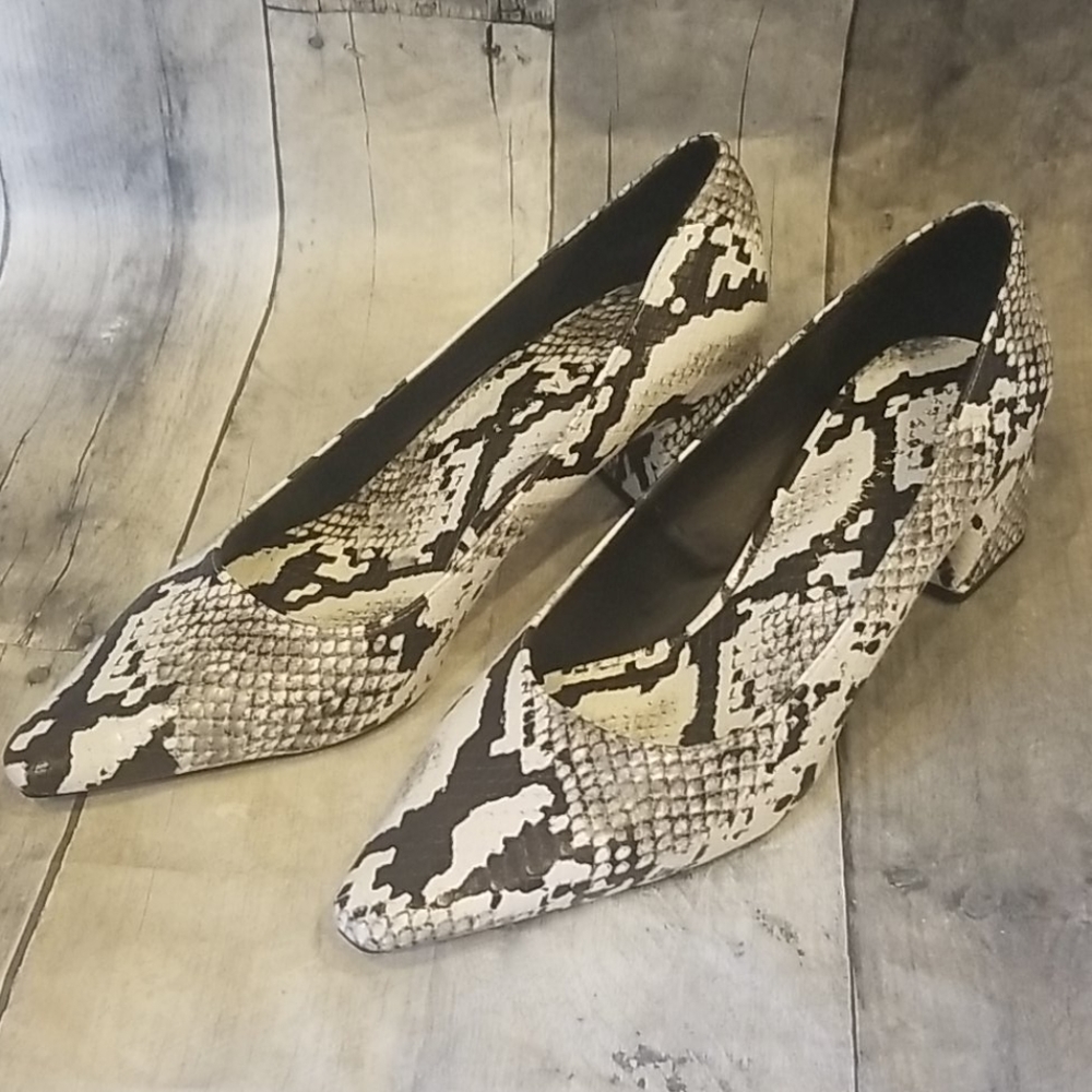 Zara Trafaluc Python Snakeskin Block Heels - image 1